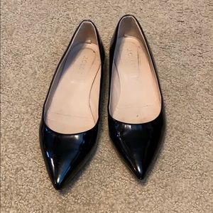 JCrew black patent level pointed toe flats